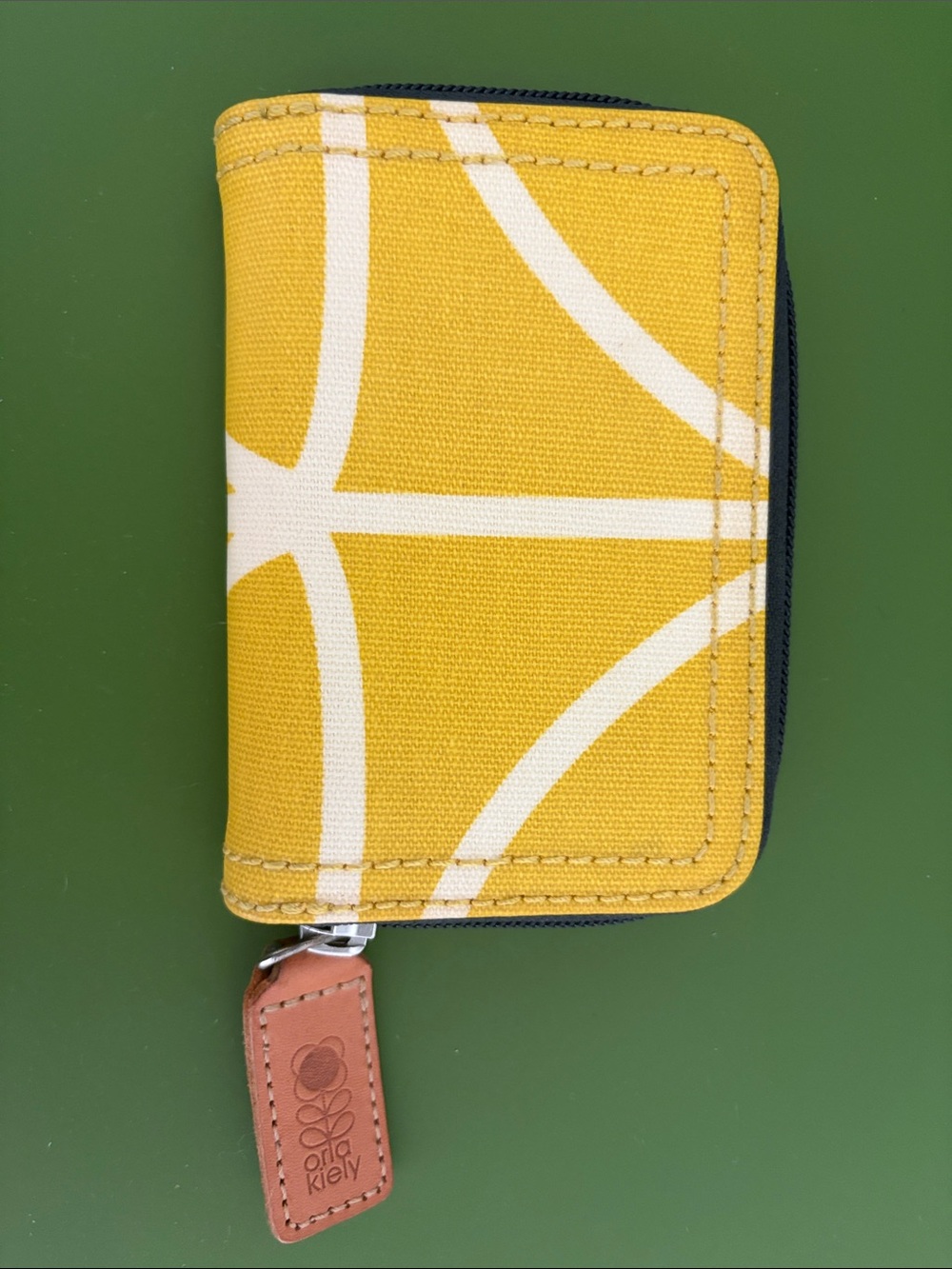 Orla Kiely Yellow and White Canvas Zip Card Holder